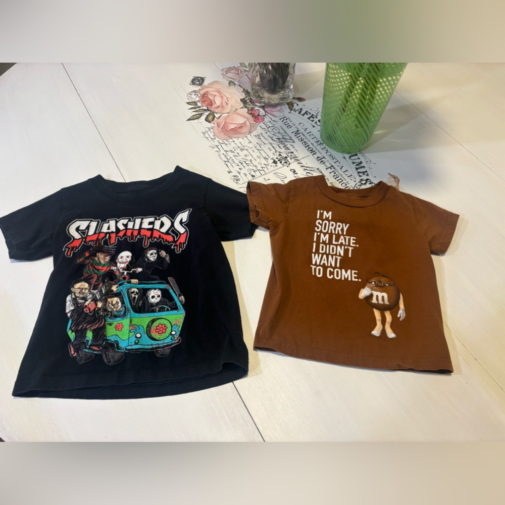 Slashers shirt and M&M shirt